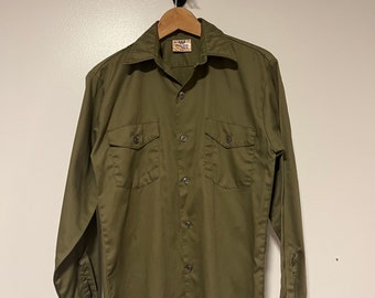 Vintage Marks work warehouse green button up/button down shirt