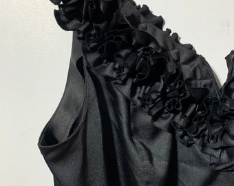 Vintage Plus size Michel Antoni little black dress ruffle dress