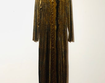 Vintage snake skin pattern velour long dress