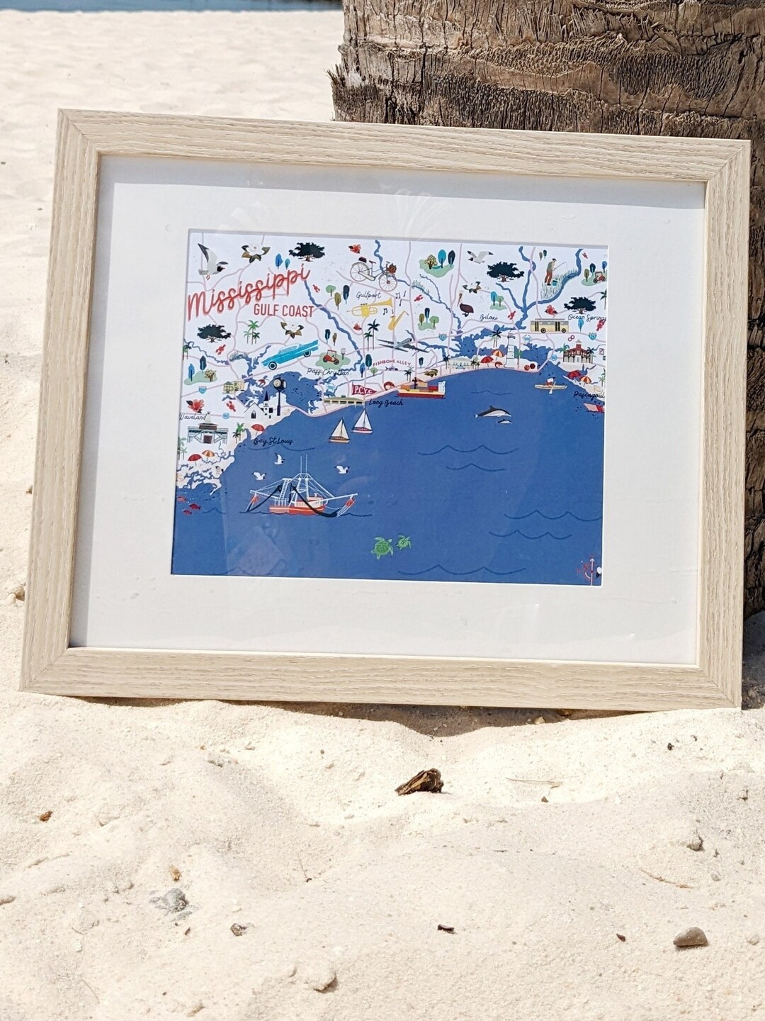 Mississippi Gulf Coast Map, Illustrated City Map, Illustrated