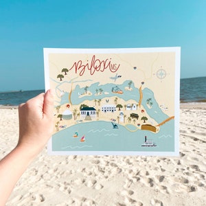 Impression de carte de Biloxi, illustration de carte, Mississippi