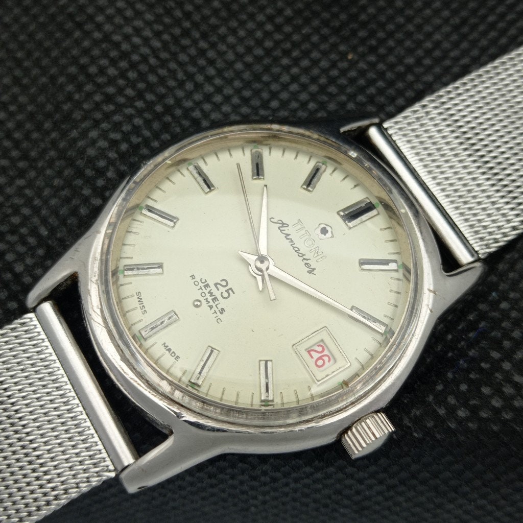 Vintage Titoni Airmaster Rotomatic Swiss Mens Date Wrist Watch 584a a307434 1 Etsy Australia