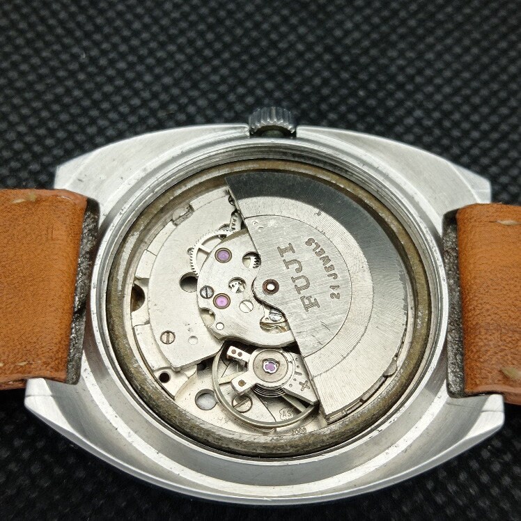 Vintage Fuji Automatic Swiss Mens Day/date White Dial Wrist Watch