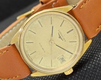 Vintage Longines Automatic l990.1 Swiss Mens Gold Plated Date Slim Wrist Watch a267314-2