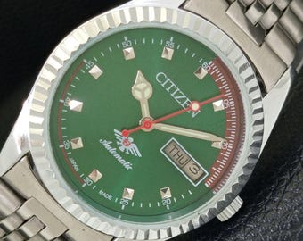 レトロ－シチズン 緑文字盤製造1973年21石/自動巻CITIZEN刻印 Yahoo!オークション -「シチズン 自動巻 21石」の落札相場・落札価格