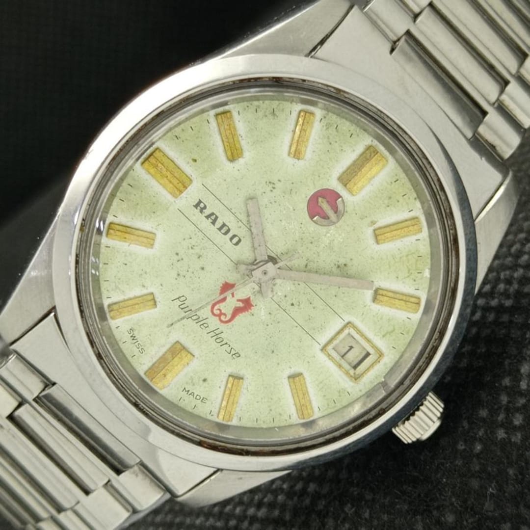 Vintage Rado Purple Horse Automatic Swiss Mens Date Original Dial