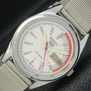 Vintage Refurbished Seiko 5 Automatic 6309a Japan Mens Day/Date White Color Dial Wrist Watch a416309-1
