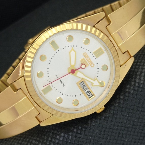 Seiko 5 automatic gold silver sale