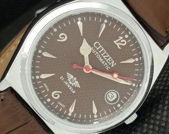 たか様H107_A1シルバー Vintage Refurbished Citizen Automatic 8200 Japan Mens Date
