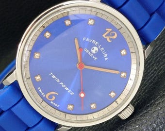 ヴィンテージ FAVRE-LEUBA 手巻き時計 ブルー メンズ腕時計
