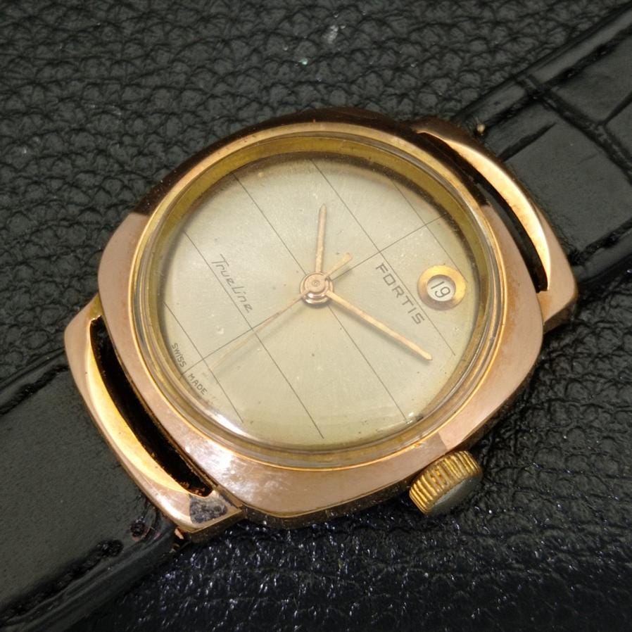 Date @ 1 Vintage Fortis Trueline Hand-wnding Swiss Mens Gold