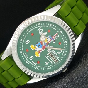 Vintage Seiko Automatic 6309a Refurbished Japan Mens Day/Date Green Color Dial Transparent Back Wrist Watch a443097-1