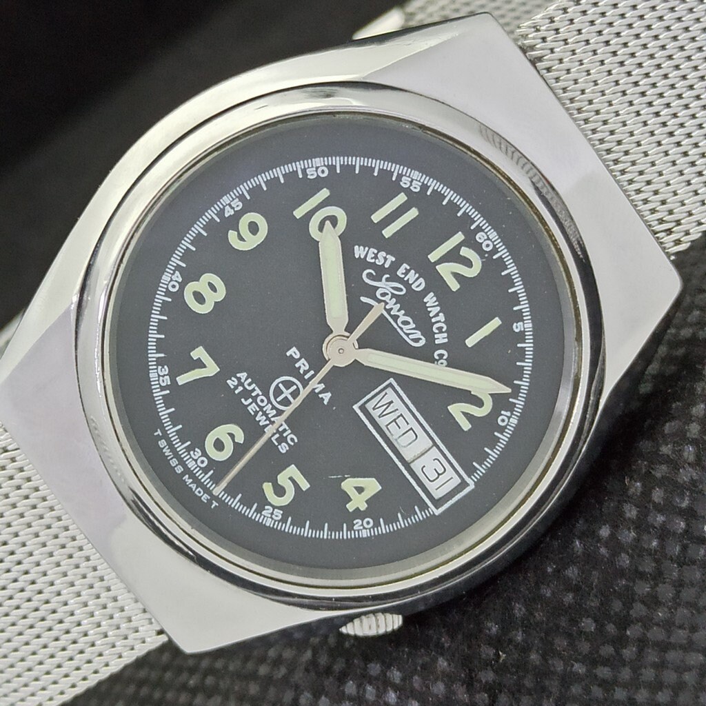 Vintage West End Watch Co Automatic Swiss Mens Day date Black