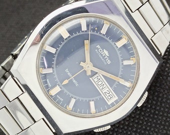 Seltene Vintage Fortis gehirn matische Alarm 5008 Schweizer Herren Armbanduhr A267309-2