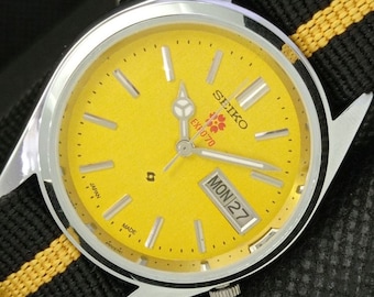 Orologio vintage rinnovato Seiko expo 70 automatico da uomo giapponese con giorno/data quadrante giallo 610b-a317938-1