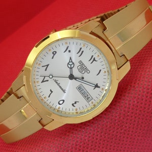 Vintage Unused Seiko 5 Automatic 6309a Japan Mens Day date Gold
