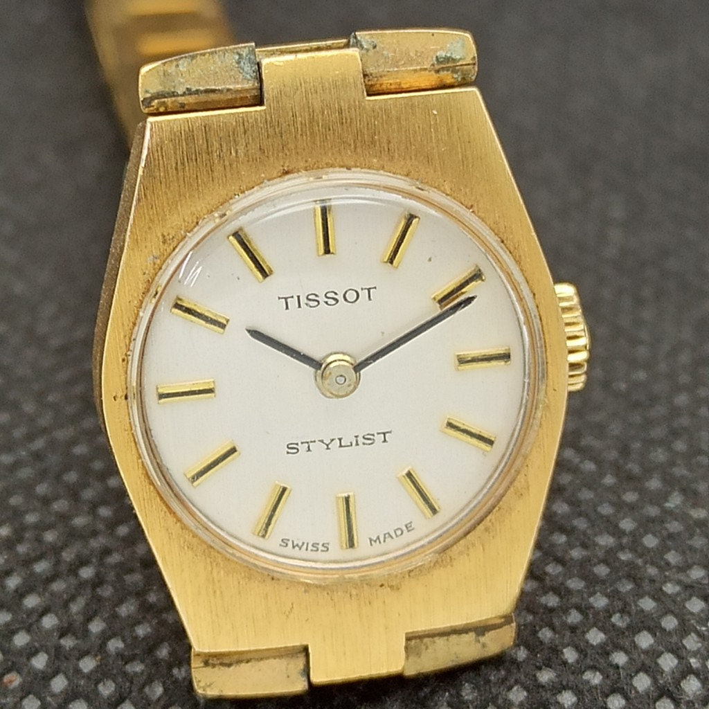 Tissot Stylist Watch Quartz 30mm Men's Gold Dial Swiss Made