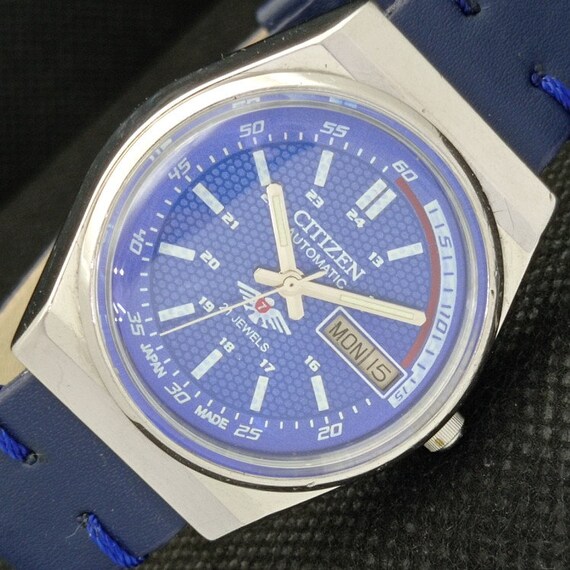 Reloj Citizen vintage automatico 8200 Japon para hombre con dia fecha esfera azul 608k a317230 4 Etsy Mexico