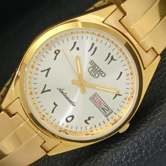 Vintage Refurbished Seiko 5 Automatic 6309a Japan Mens Day date Arabic Silver Dial Gold Plated Wrist Watch 594b a312165 1 Etsy Canada