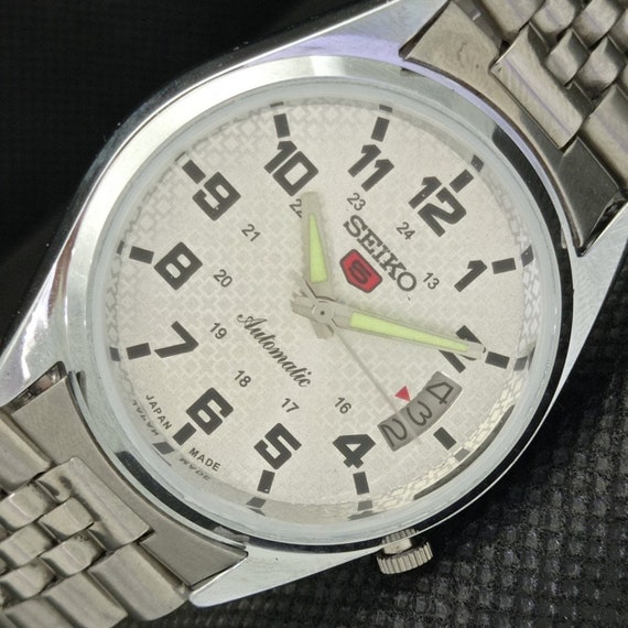 Vintage Refurbished Seiko 5 Automatic 7019a Japan Mens Date Silver Dial Wrist Watch 598 a313009 1 Etsy UK