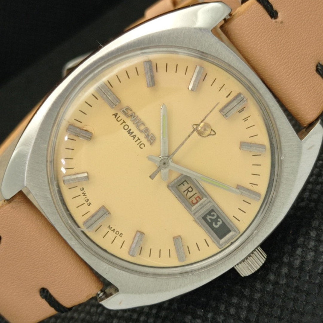 Reloj de pulsera automático suizo vintage Enicar 167 para hombre