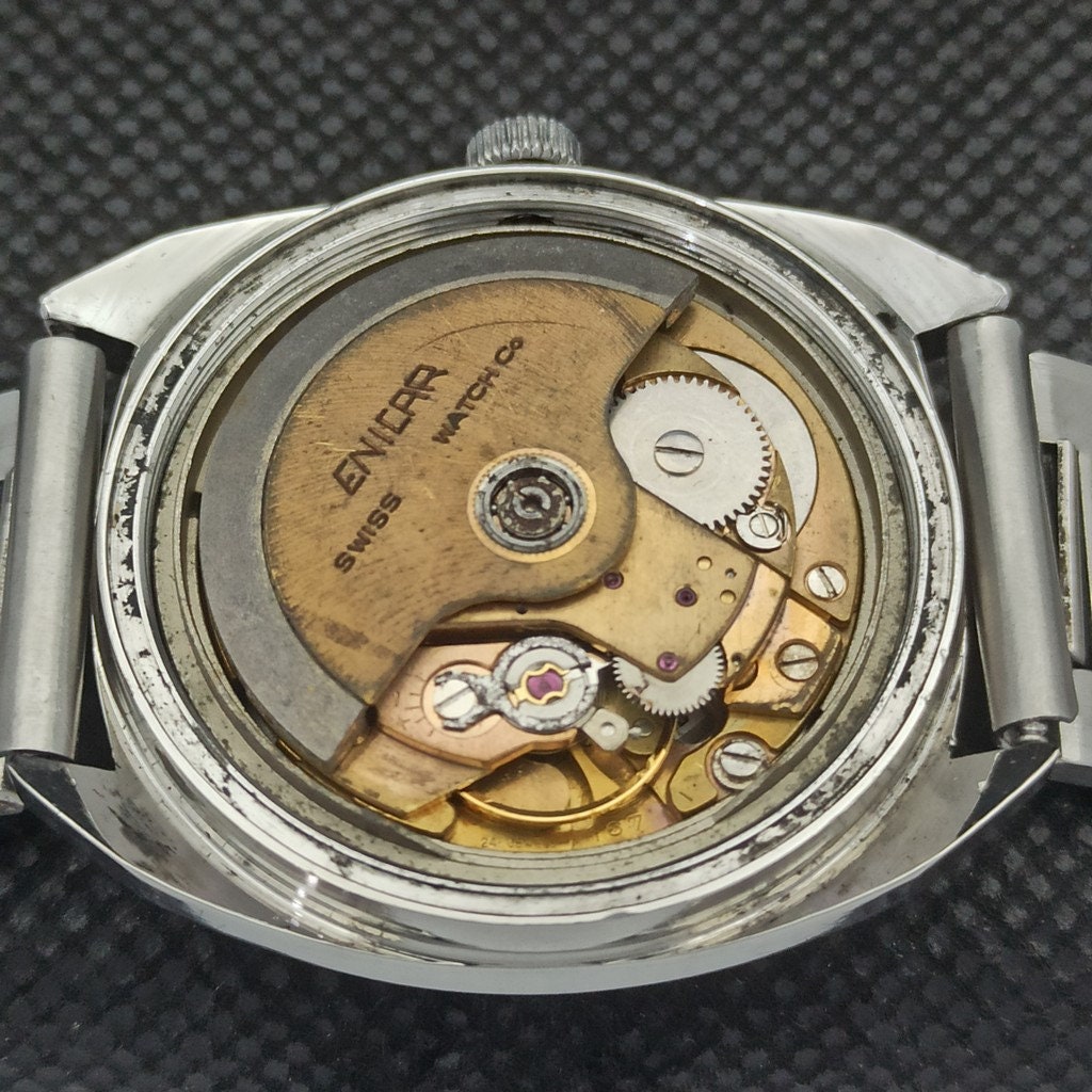 Vintage Enicar automatic 167 Swiss mens day date original dial watch 538 a284243 1