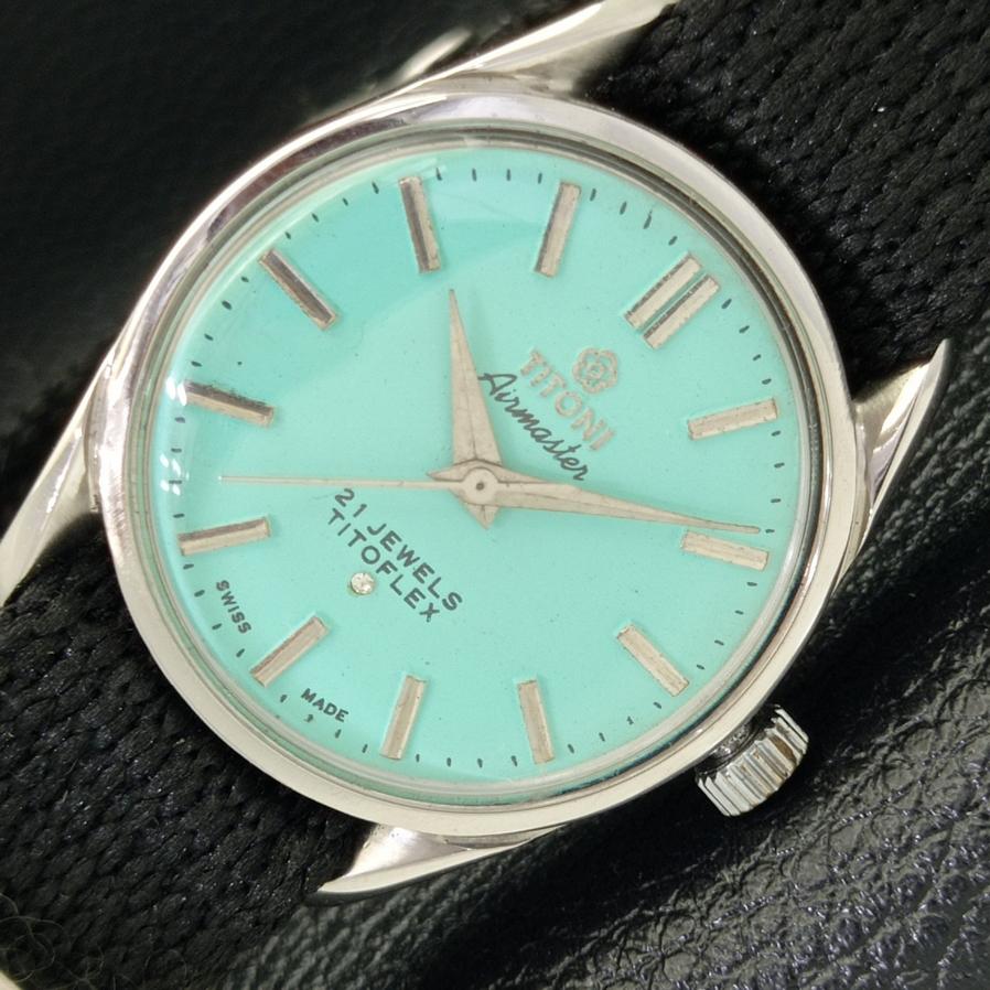 Swiss Vintage Titoni Airmaster Titoflex Mens Turqoise Dial Wrist Watch A426030 a Etsy