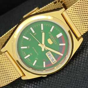 seiko mens day date dress watch gold tone