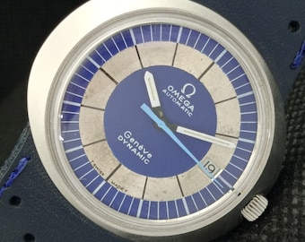 Vintage Omega 24 jewels automatic Swiss cal | 565 |  mens date blue dial watch  a267317-2