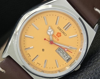 Vintage Seiko Expo 70 Automatic 6309a Japan Refurbished Mens Day/Date Cream Color Dial Transparent Back Wrist Watch a441798-1