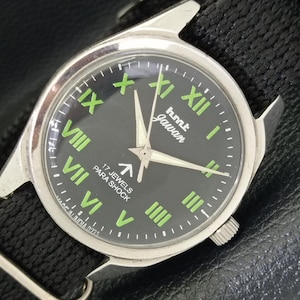 Vintage hand-winding hmt jawan indian mens black color dial watch a431065-a