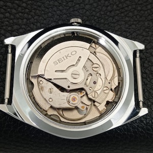 Vintage Seiko 5 Automatic 6309a Renoverad Japan Herrarmbandsur med dag/datum, grön urtavla och transparent baksida a442196-1 bild 11