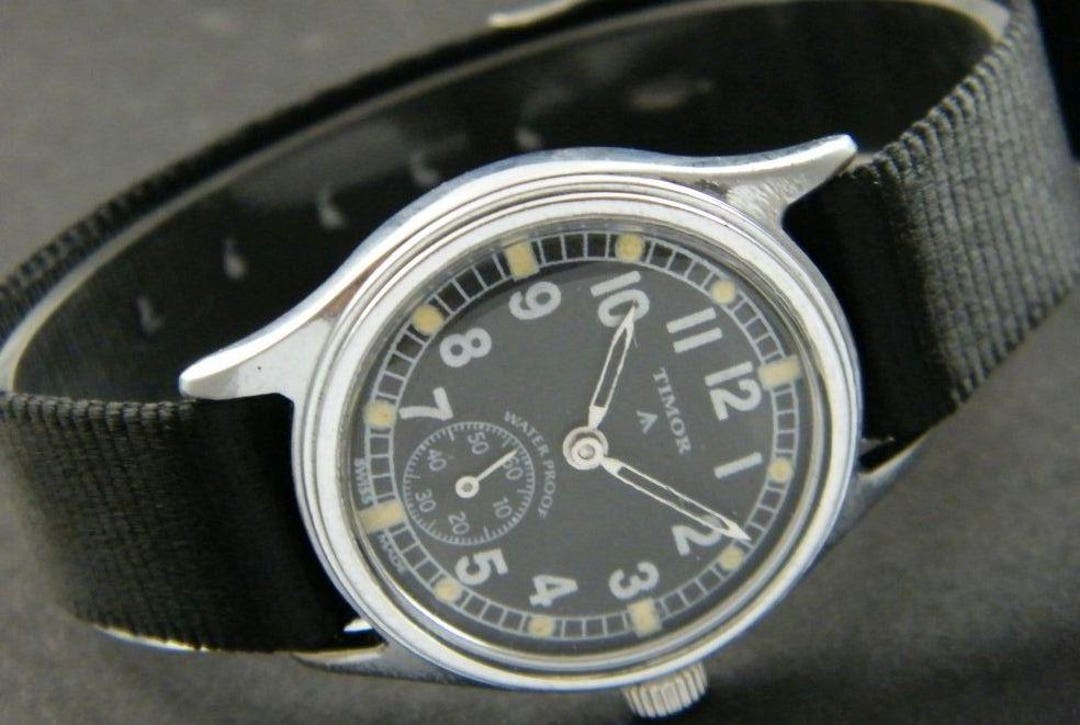 Buy Vintage Timor Military Sub Second Pk-785 Winding Swiss Mens Black Dial  Watch A55421-1 Online in India