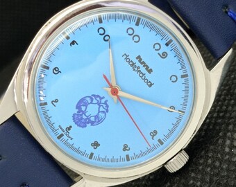 Genuine Vintage Hmt winding indian mens sky blue dial watch 610c-a318183-4