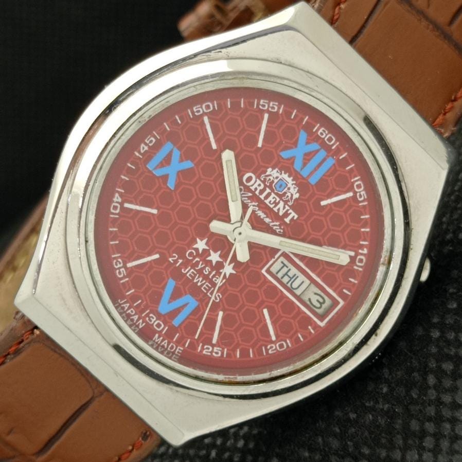 Orient Crystal Old Mens Automatic 46943 Japan Red Dial Watch