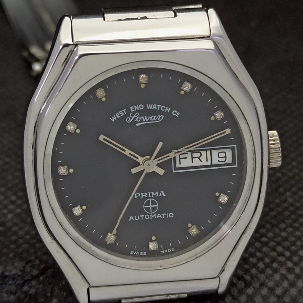 Vintage West End Watch Co Sowar Prima Automatic Swiss Mens Day