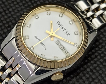 Vintage Westar Automatic Swiss Womens Day Date White Dial Wrist Watch 562d a298952 1