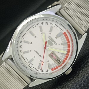 Vintage Refurbished Seiko 5 Automatic 6309a Japan Mens Day/Date White Color Dial Wrist Watch a300663-1