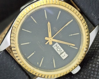 Reloj de pulsera automático vintage Roamer Incabloc para hombre, 25 joyas, esfera original, suizo, día y fecha, 540-a284408-4
