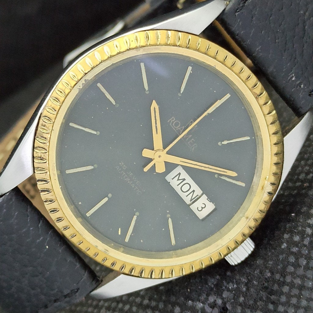 Vintage Roamer Incabloc Automatic 25 Jewels Swiss Mens Day date Original Dial Wrist Watch 540 a284408 4 Etsy