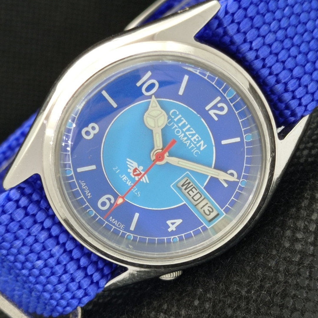 Vintage Citizen Automatic 8200 Japan Mens Day date Blue Dial Watch 608k a317219 4 Etsy Canada