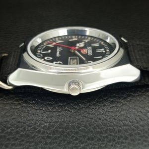Vintage Seiko 5 Automatic Japan 6309a Day/Date Refurbished Mens Arabic Black Color Dial Transparent Back Wrist Watch a442591-1 image 6