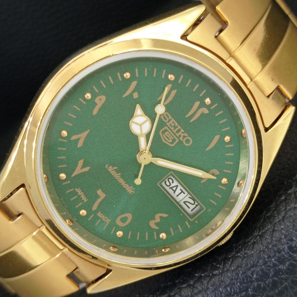 Vintage Seiko 5 Automatic 6309a Arabic Figure Green Color Dial