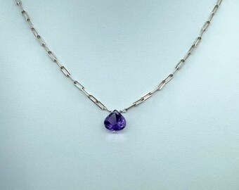 Amethyst and Silver Necklace, Her Amethyst Necklace, February Birthstone Necklace, Womens Amethyst Necklace, Womens Purple Amethyst Necklace