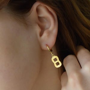 Gold Filled Number Earrings · 8 Numbers Hoop Earrings · 8th Birthday Gift for Her Birth Day Women · Waterproof Dainty Unique Earrings