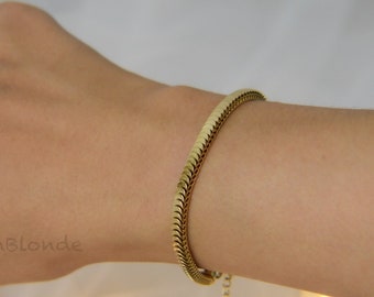 14K Gold Bracelet - Unique Special Centipede Snake and Herringbone Chain - Adjustable Bracelet Anklet Choker Gift Set for Women - Jewelry