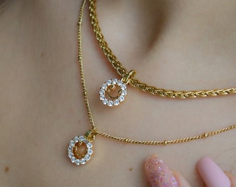 Gold Smiley Face Necklace Gold Jewelry Emoji Zircon Stone Crystal Gemstone Waterproof Jewelry Anti Tarnish Gift for Daughter Mom Her Friend