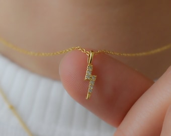 Lightning Bolt Snake Charm Chain Rhinestone Necklace Hoop Earrings SET Minimalist Jewelry Quality Waterproof Dainty Necklace Gift for Her