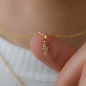 Lightning Bolt Snake Charm Chain Rhinestone Necklace Hoop Earrings SET Minimalist Jewelry Quality Waterproof Dainty Necklace Gift for Her