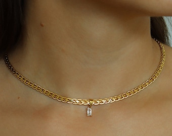 18K GOLD gefüllt Vintage Style Edelstein Frauen Choker Halskette - Gold Schmuck wasserdichte Halskette Anti Tarnish Zirkon Halskette Geschenk für Frauen